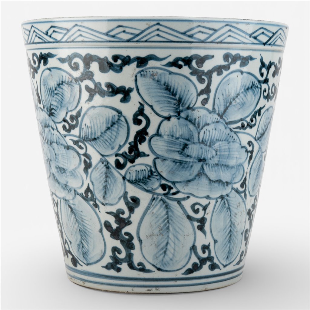 Danny's Fine Porcelain Antique Finish Pot-Blue Flower and Leaf
