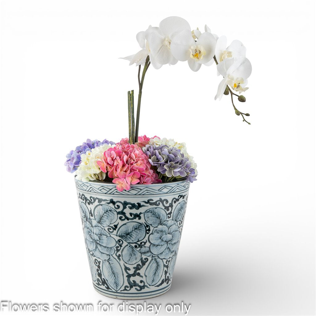 Danny's Fine Porcelain Antique Finish Pot-Blue Flower and Leaf