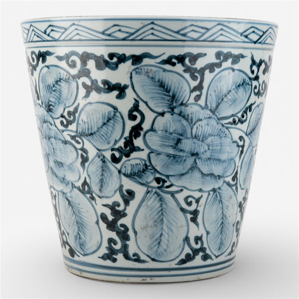 Danny's Fine Porcelain Antique Finish Pot-Blue Flower and Leaf