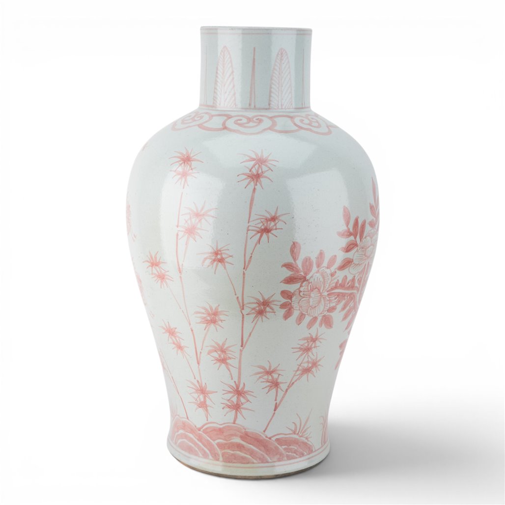 Danny's Fine Porcelain Coral Red Floral Porcelain Vase Add Refined Elegance To Your DéCor with