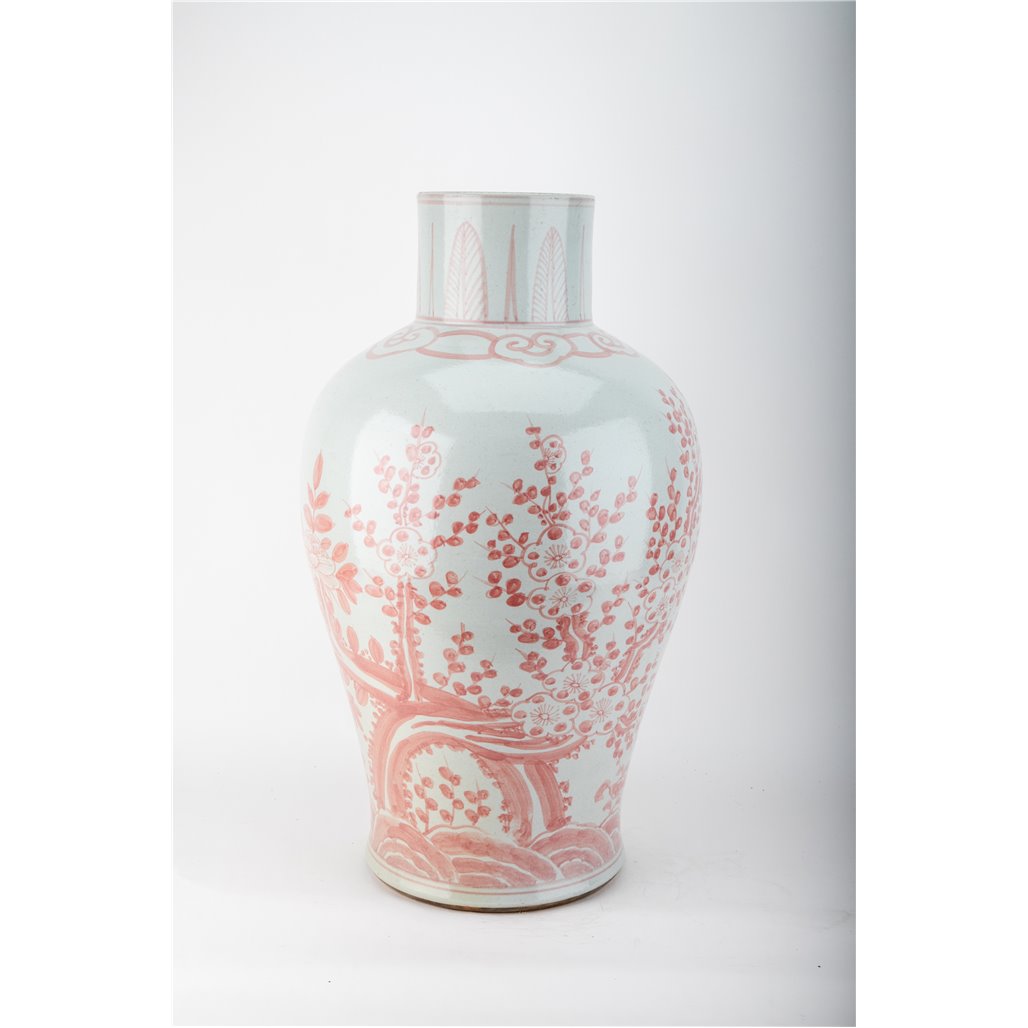 Danny's Fine Porcelain Coral Red Floral Porcelain Vase Add Refined Elegance To Your DéCor with