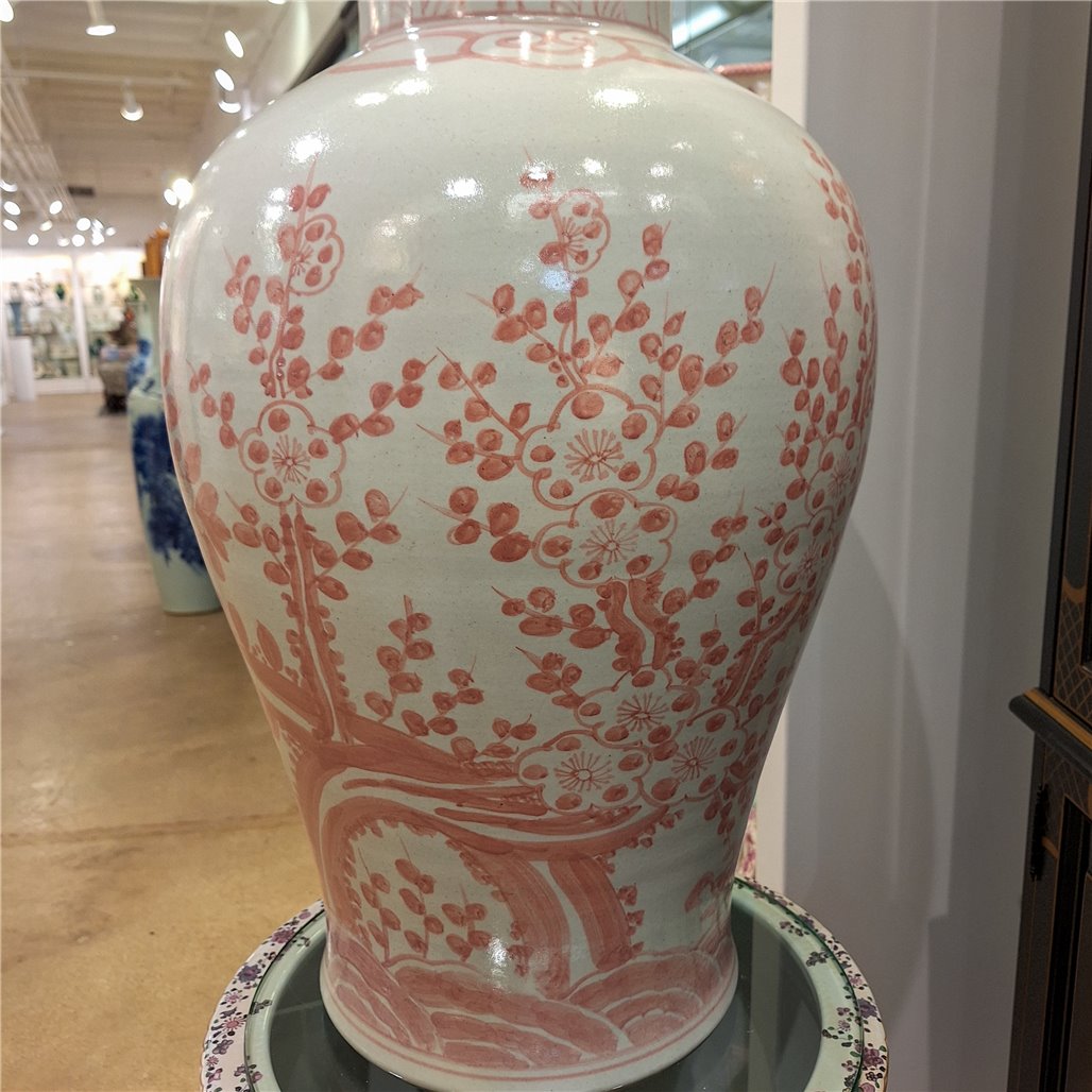 Danny's Fine Porcelain Coral Red Floral Porcelain Vase Add Refined Elegance To Your DéCor with
