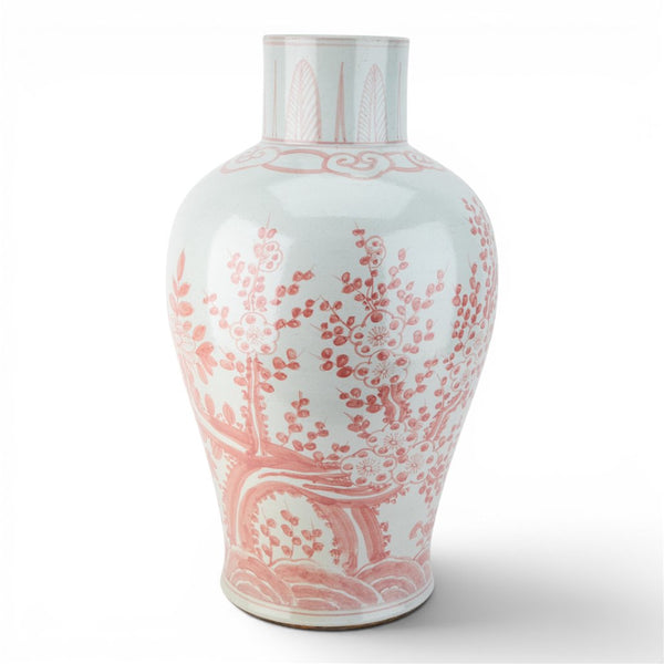 Danny's Fine Porcelain Coral Red Floral Porcelain Vase Add Refined Elegance To Your DéCor with