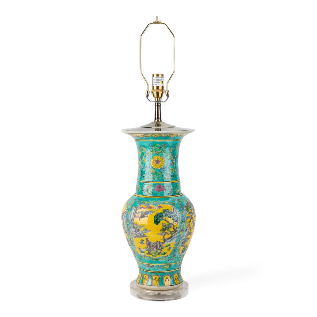 Danny's Fine Porcelain Porcelain Round Lamp – Floral & Landscape & Tiger Motif
