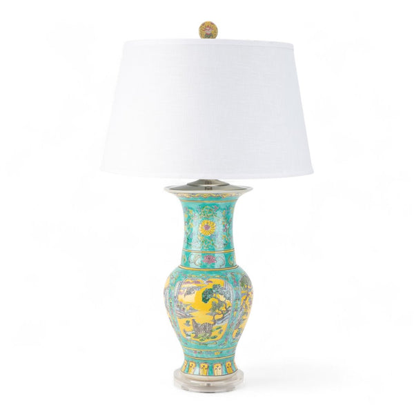 Danny's Fine Porcelain Porcelain Round Lamp – Floral & Landscape & Tiger Motif