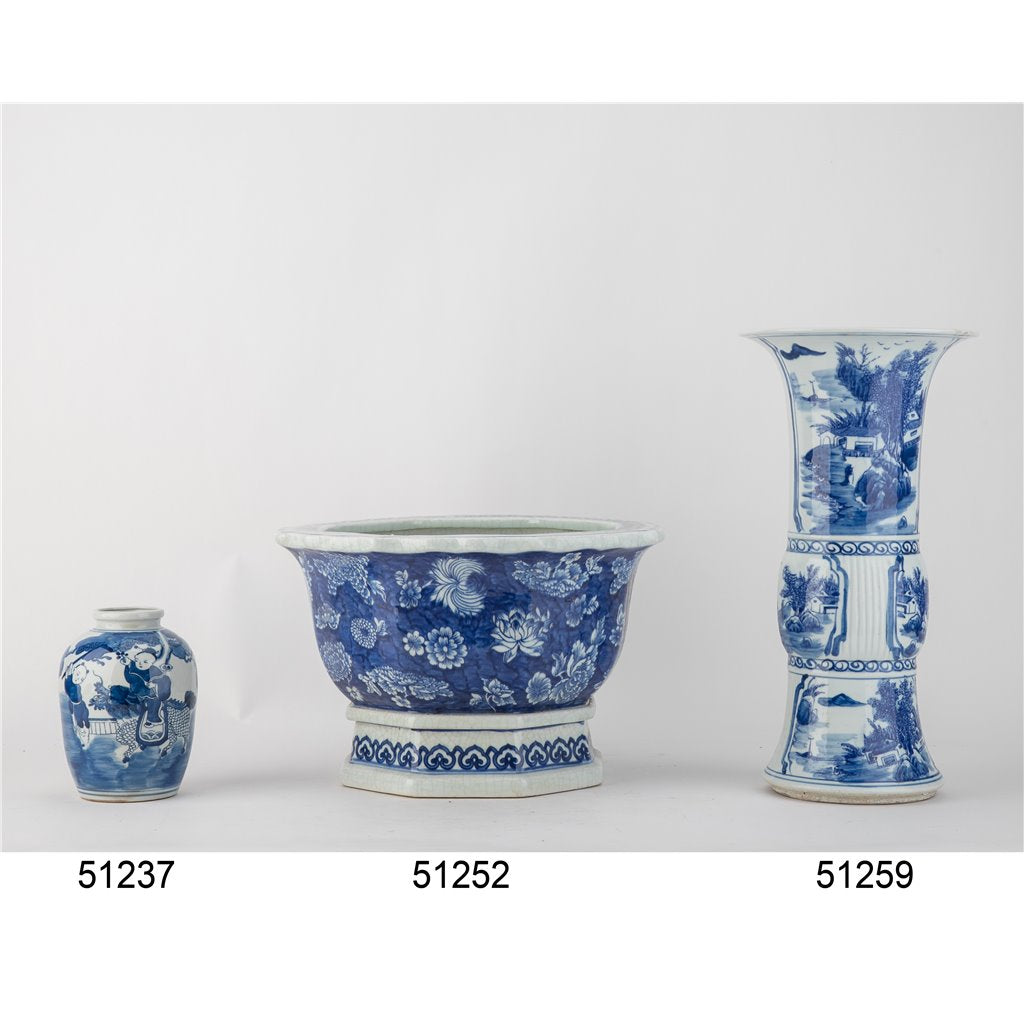 Danny's Fine Porcelain Octagonal Basin in Rich Blue Glaze. Features Intricate “thousand