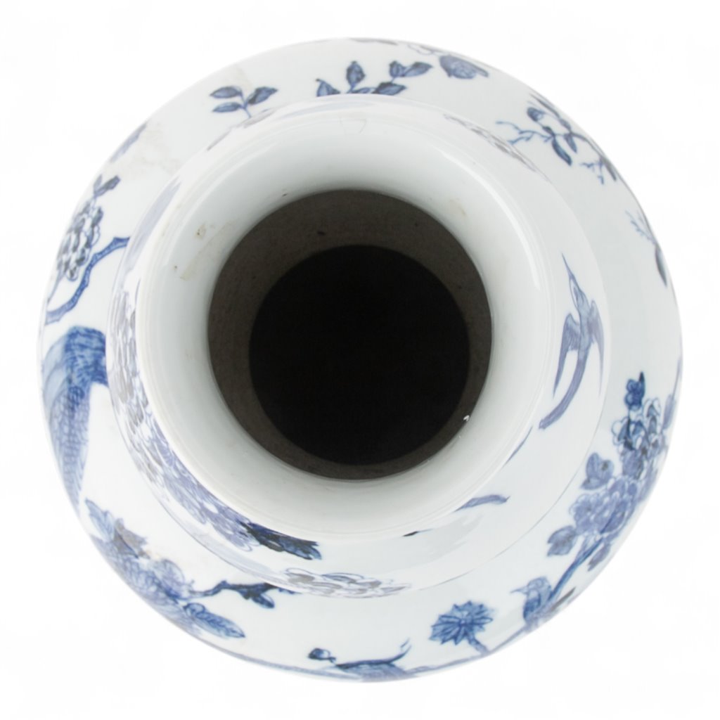 Danny's Fine Porcelain Blue & White Vase – Bird & Floral Motif