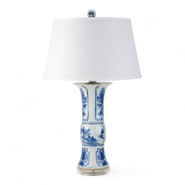 Danny's Fine Porcelain Blue & White Porcelain Lamp – Landscape Motif