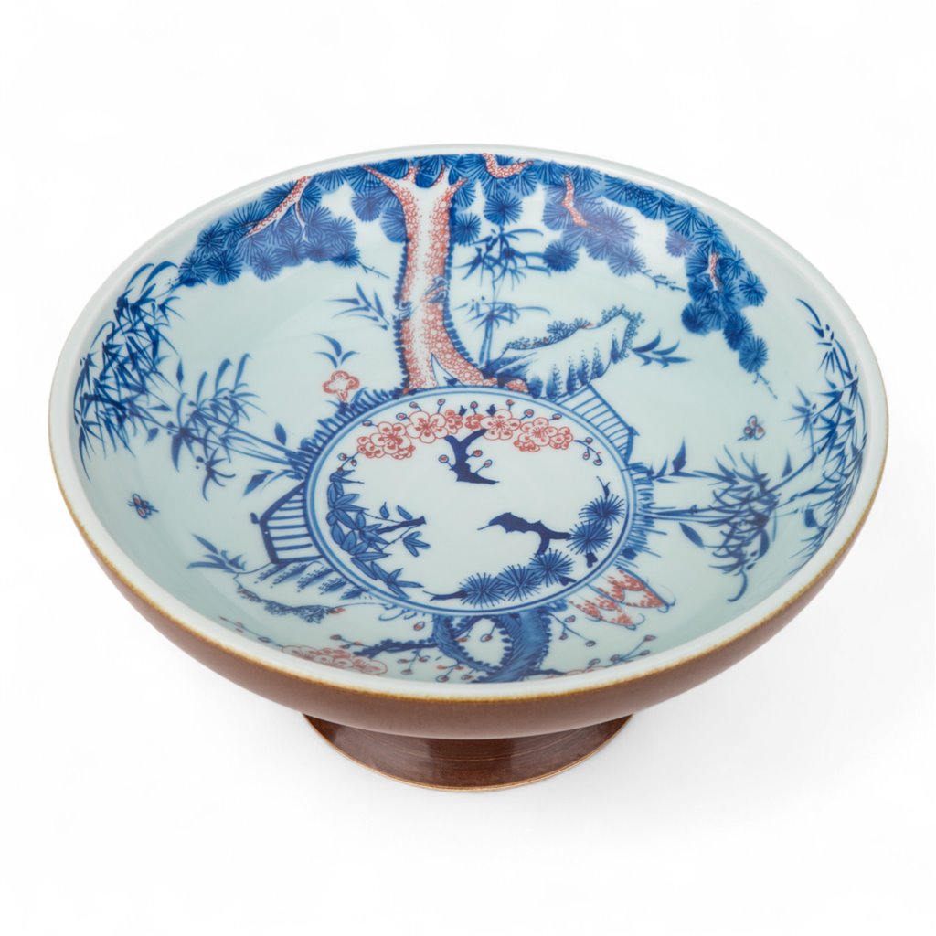 Danny's Fine Porcelain Fruit Basin with Flared Rim and Pedestal Base