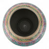 Danny's Fine Porcelain Lidded Jar with Vivid Green Ground and Colorful Floral Design.