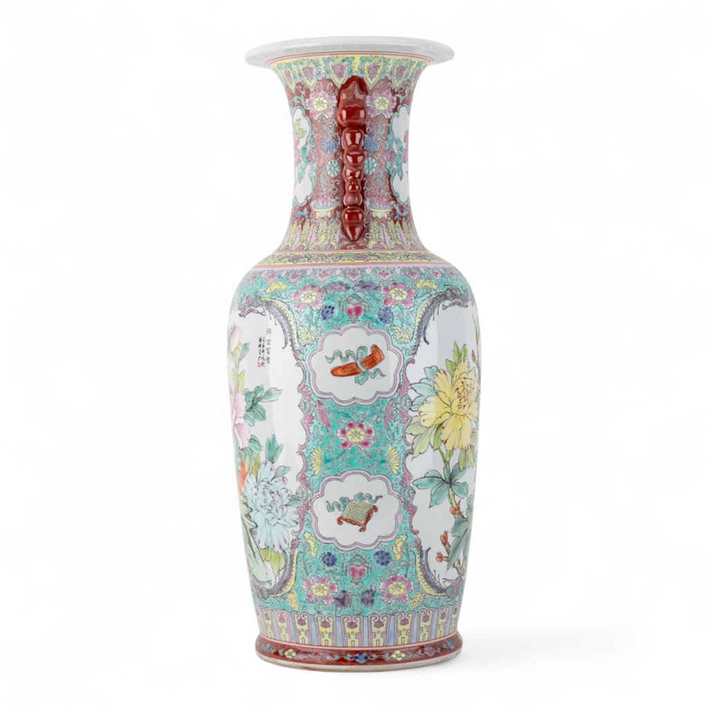 Danny's Fine Porcelain Red Porcelain Vase – Bird & Floral Motif