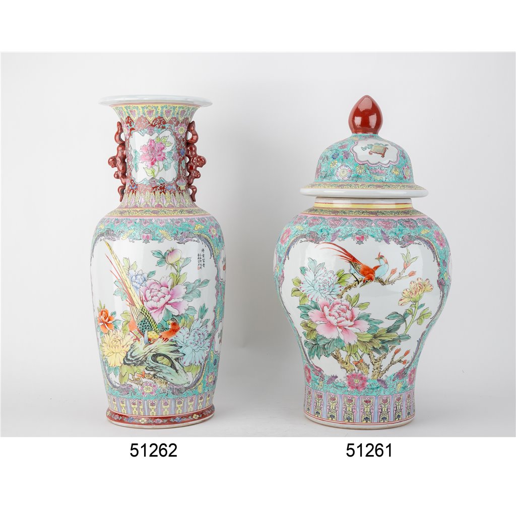 Danny's Fine Porcelain Red Porcelain Vase – Bird & Floral Motif