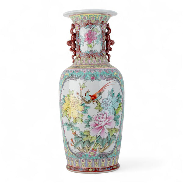 Danny's Fine Porcelain Red Porcelain Vase – Bird & Floral Motif