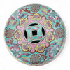 Danny's Fine Porcelain Green Porcelain Round Garden Stool – Floral & Longevity & Peach Motif