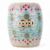 Danny's Fine Porcelain Green Porcelain Round Garden Stool – Floral & Longevity & Peach Motif