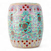 Danny's Fine Porcelain Green Porcelain Round Garden Stool – Floral & Longevity & Peach Motif