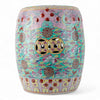 Danny's Fine Porcelain Green Porcelain Round Garden Stool – Floral & Longevity & Peach Motif