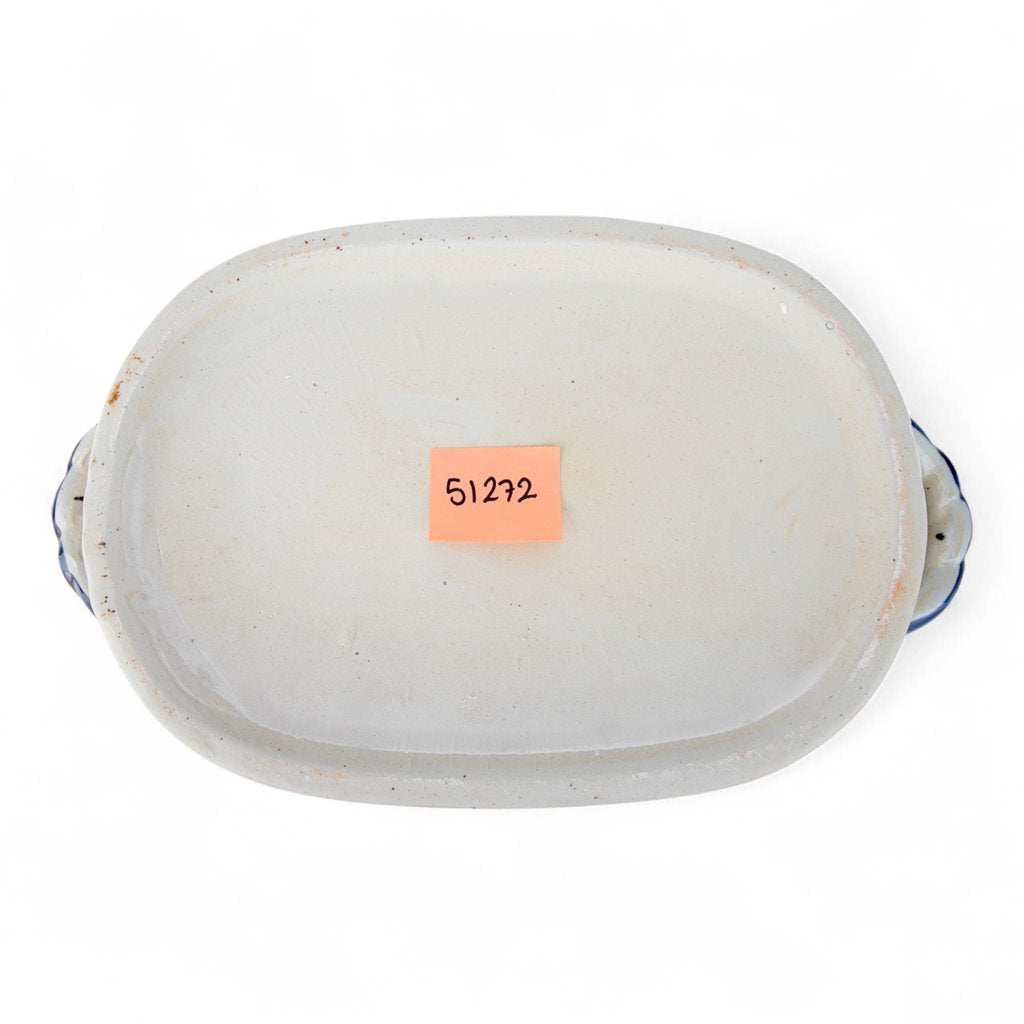 Danny's Fine Porcelain Blue & White Porcelain Oval Decorative Accent – Fish Motif