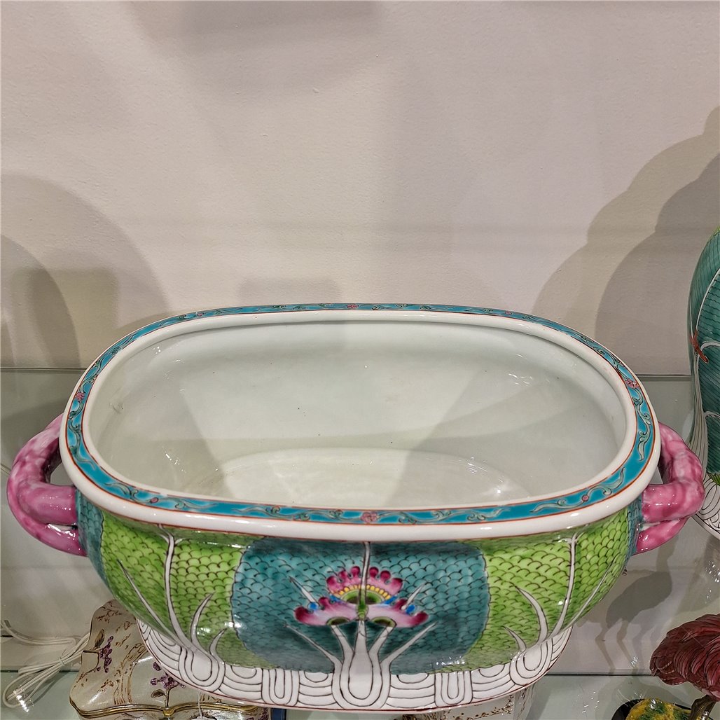 Danny's Fine Porcelain Famille Rose Bok Choy Footbath Celebrate Traditional Chinese Porcelain