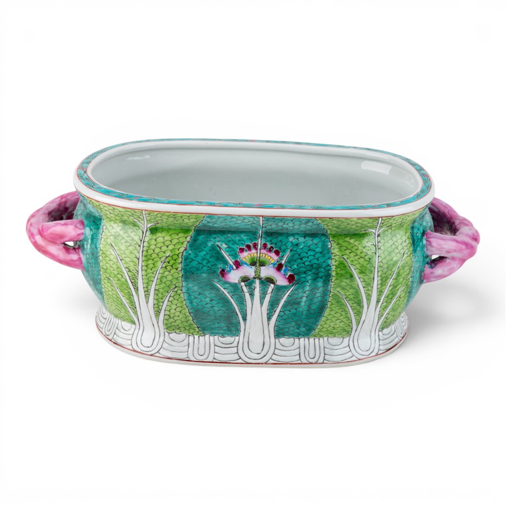 Danny's Fine Porcelain Famille Rose Bok Choy Footbath Celebrate Traditional Chinese Porcelain