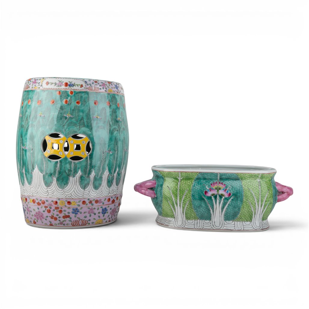 Danny's Fine Porcelain Famille Rose Bok Choy Footbath Celebrate Traditional Chinese Porcelain