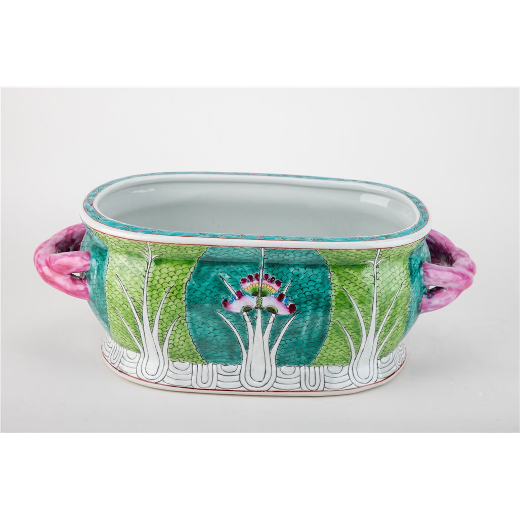 Danny's Fine Porcelain Famille Rose Bok Choy Footbath Celebrate Traditional Chinese Porcelain