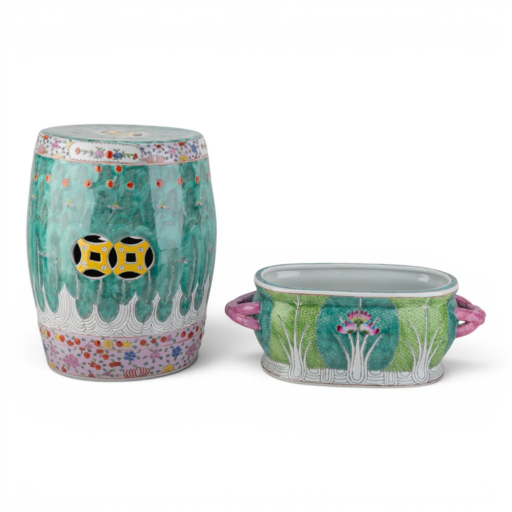 Danny's Fine Porcelain Famille Rose Bok Choy Footbath Celebrate Traditional Chinese Porcelain