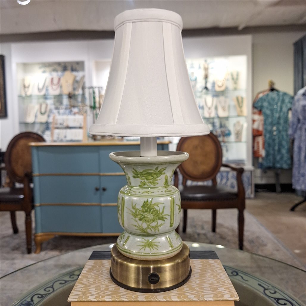Danny's Fine Porcelain Cordless Battery Rechargable Touch Teal Green Vase Lamp (Min 2)