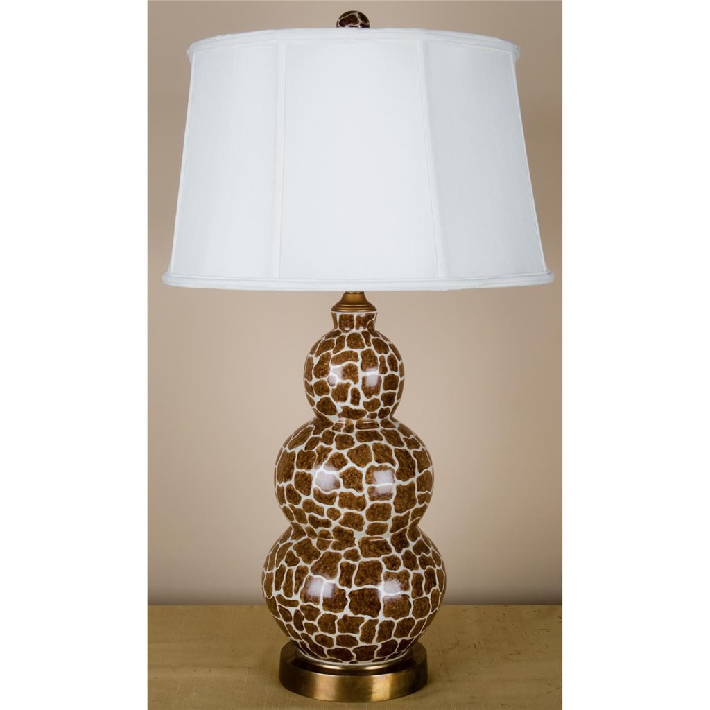 Danny's Fine Porcelain Giraffe Print Triple Gourd Lamp - CLOSEOUT