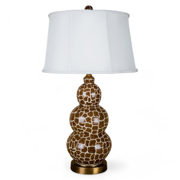 Danny's Fine Porcelain Giraffe Print Triple Gourd Lamp - CLOSEOUT