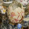 Danny's Fine Porcelain Floral & Bird Pattern Egg Shell Shaped Vase with Bronze Ormolu in