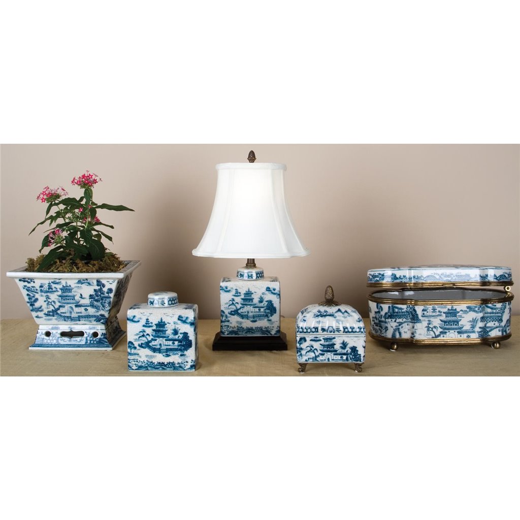 Danny's Fine Porcelain Rect. Box Jar - Blue Willow