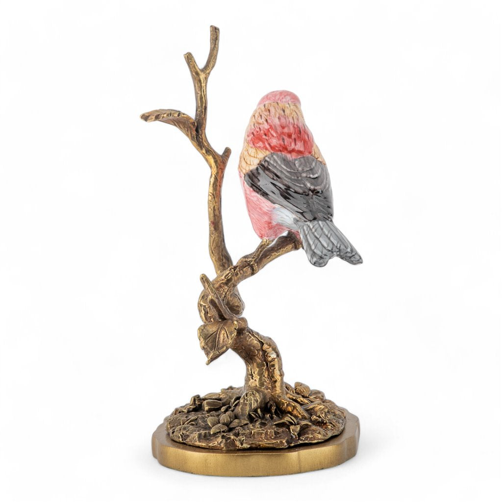 Danny's Fine Porcelain Purple Finch Bird Figureine with Bronze Ormolu in Bird Figure