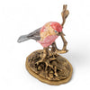 Danny's Fine Porcelain Purple Finch Bird Figureine with Bronze Ormolu in Bird Figure