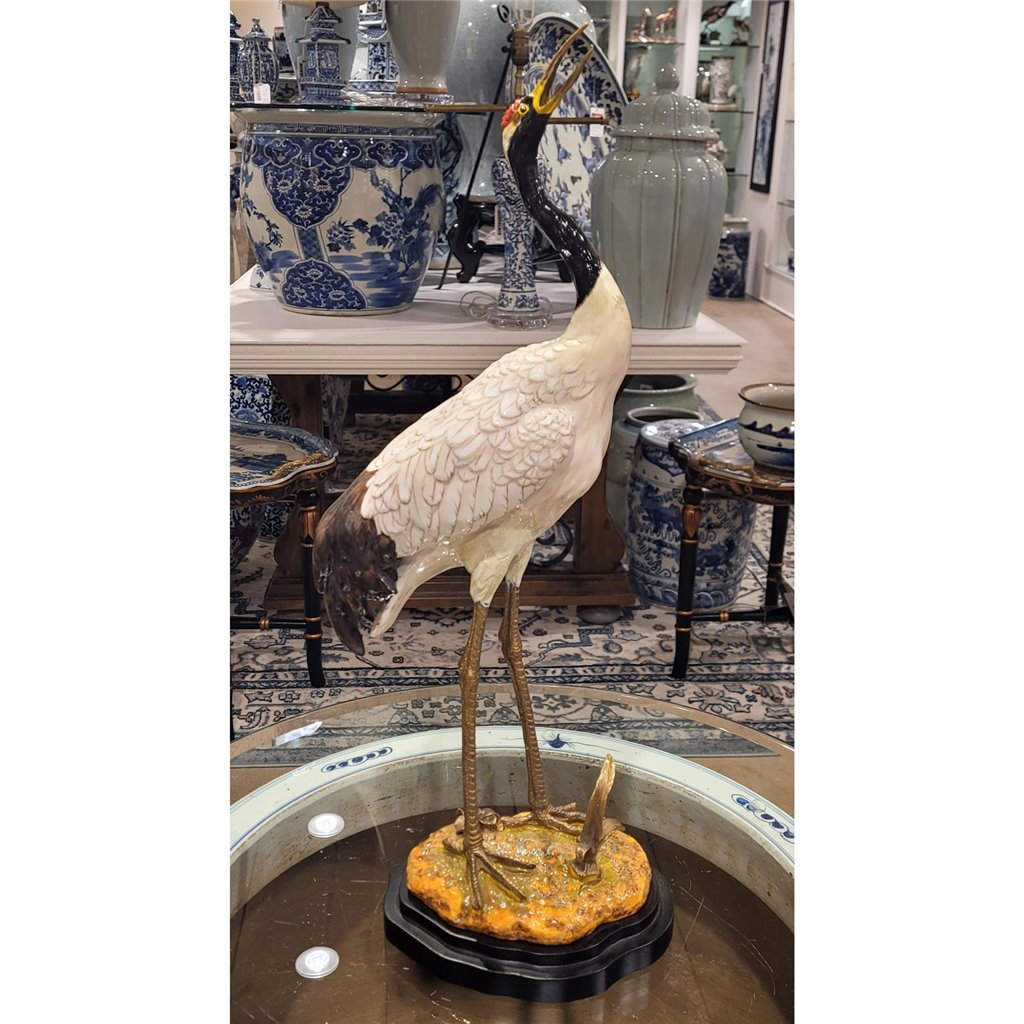 Danny's Fine Porcelain Porcelain Crane with Bronze Ormolu