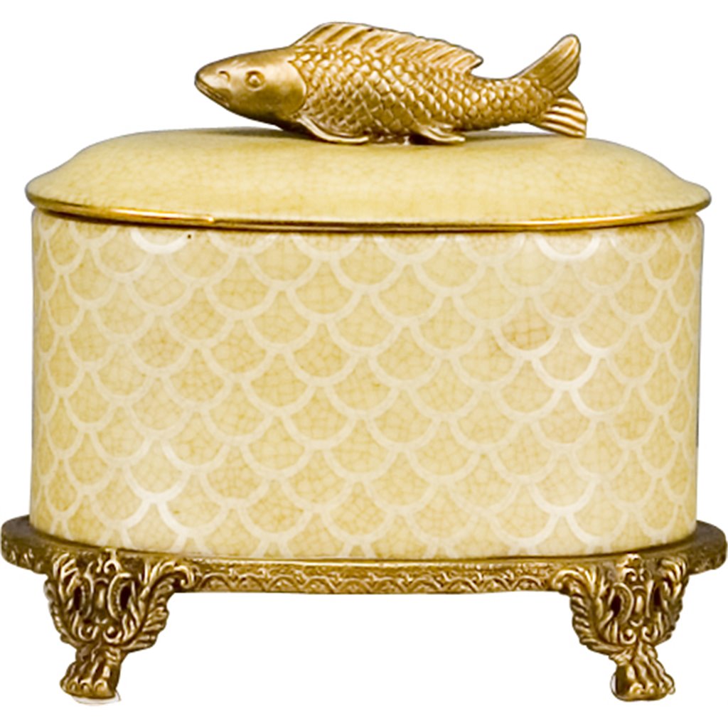 Danny's Fine Porcelain J Box with Bronze Fish