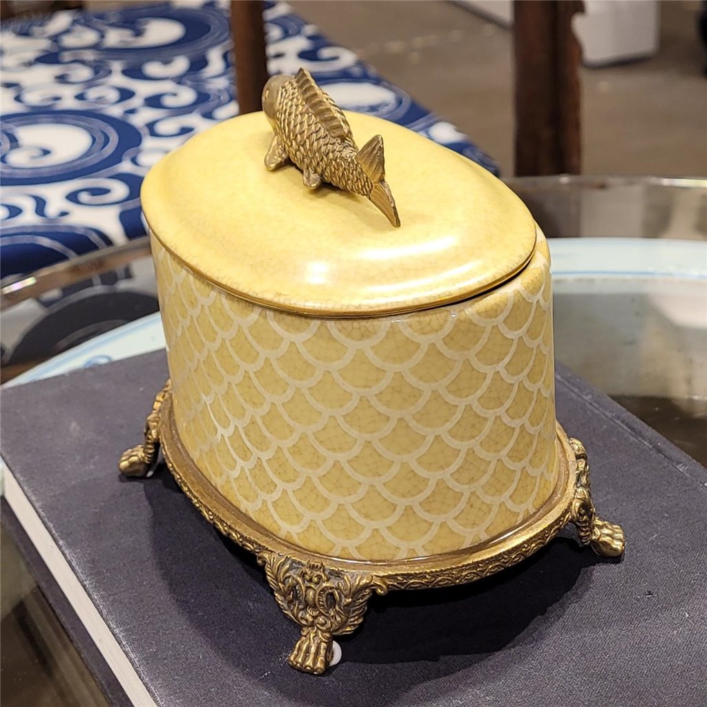 Danny's Fine Porcelain J Box with Bronze Fish