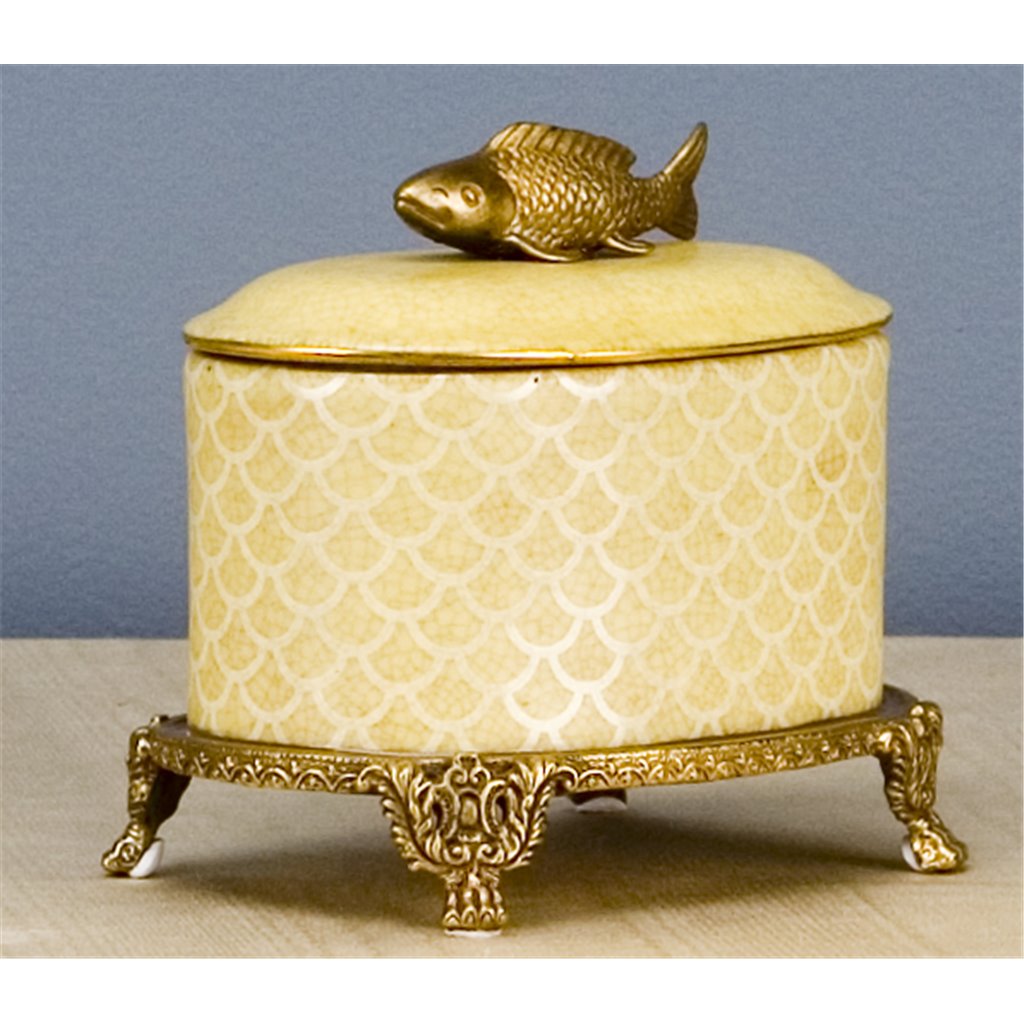 Danny's Fine Porcelain J Box with Bronze Fish