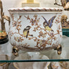 Danny's Fine Porcelain Floral & Bird Pattern Oval Planter with Bronze Ormolu in Xiamena