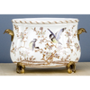 Danny's Fine Porcelain Floral & Bird Pattern Oval Planter with Bronze Ormolu in Xiamena