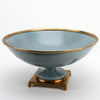 Danny's Fine Porcelain Big Round Bowl Centerpiece Bronze Ormolu- Tinted Ocean Blue