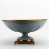 Danny's Fine Porcelain Big Round Bowl Centerpiece Bronze Ormolu- Tinted Ocean Blue