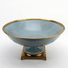 Danny's Fine Porcelain Big Round Bowl Centerpiece Bronze Ormolu- Tinted Ocean Blue