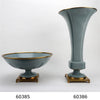 Danny's Fine Porcelain Big Round Bowl Centerpiece Bronze Ormolu- Tinted Ocean Blue