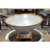 Danny's Fine Porcelain Big Round Bowl Centerpiece Bronze Ormolu- Tinted Ocean Blue