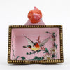Danny's Fine Porcelain Rectangular Tray with Bird Bronze Ormolu