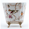 Danny's Fine Porcelain Floral & Bird Pattern Oval Planter with Bronze Ormolu in Feralia