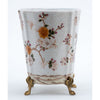 Danny's Fine Porcelain Floral & Bird Pattern Oval Planter with Bronze Ormolu in Feralia