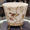 Danny's Fine Porcelain Floral & Bird Pattern Oval Planter with Bronze Ormolu in Feralia