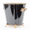 Danny's Fine Porcelain Black Oval Planter with Bronze Ormolu in Ebony Collection